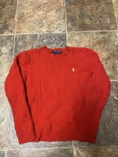 Vintage Polo Ralph Lauren Sport Red Wool Sweater Size Youth Small