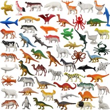 60 Pcs Assorted Dinosaur, Ocean, Sea, Farm, Jungle, Wild Animals  Dinosaurs Fig