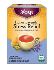 Yogi Honey Lavender Stress Relief Soothing Serenity Herbal Tea NO Caffeine 16 Ct