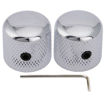 Musiclily Pro 2Pcs Chrome 6mm Steel Knurled Dome Knobs For Telecaster Guitar PB