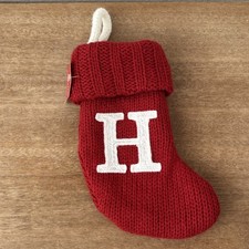 Wondershop Monogram Mini Christmas Stocking Initial Letter H Red Knit NEW 8  