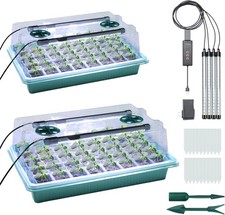 2 paquetes de bandeja de inicio de semillas con luz de crecimiento, kit de bandejas de inicio de plántulas de 40 celdas
