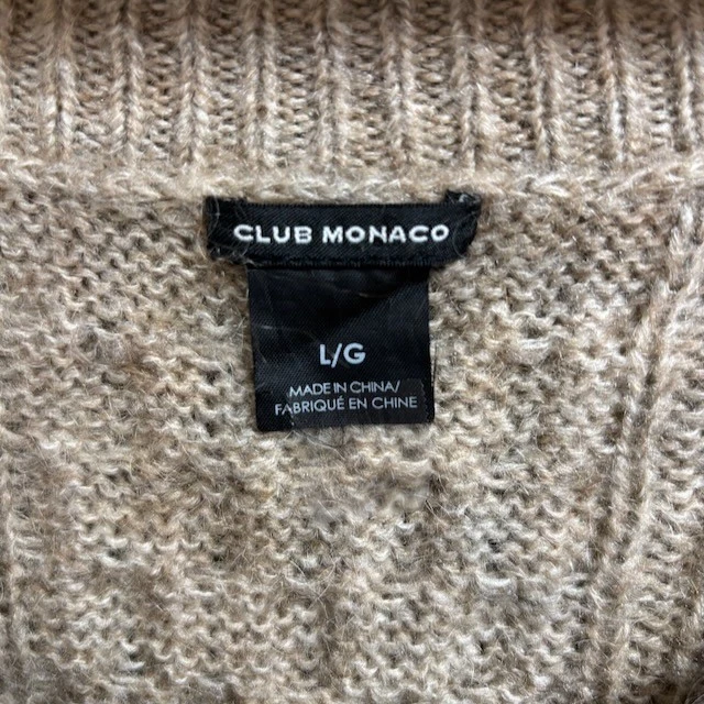 Suéter tejido con cable Club Monaco para mujer talla L beige silencioso mezcla de mohair de lujo Foto 2 de 4