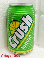 CRUSH Lemon Empty Soda Can 330ml Ireland 1990s Top Open Vintage Collectible