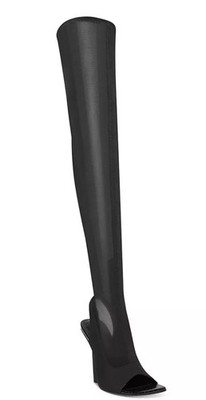 Steve Madden Beverley Pull On Mesh Over The Knee High Boots 6 Black