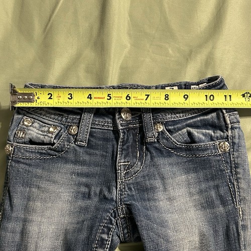Miss Me Jeans Girls Juniors Youth Size 7 Medium Wash Denim Straight Sequins - Picture 11 of 13