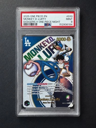 PSA 9 Monkey D. Luffy Dodgers Night Promo Card One Piece 2025 LA Dodgers Rare