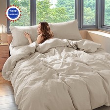 Linen King Duvet Cover Set Luxury 100 Natural French Flax Breathable 3Pc Pure