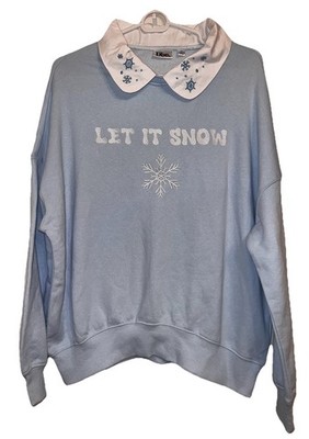 NWT Women's Holiday Sweater W/ Collar Snowflake XS Doe Brand Christmas Winter