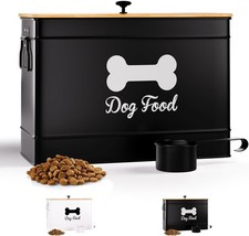 Dog Food Container Airtight 15 lb w/ Metal Scoop Airtight Storage Bamboo Lid