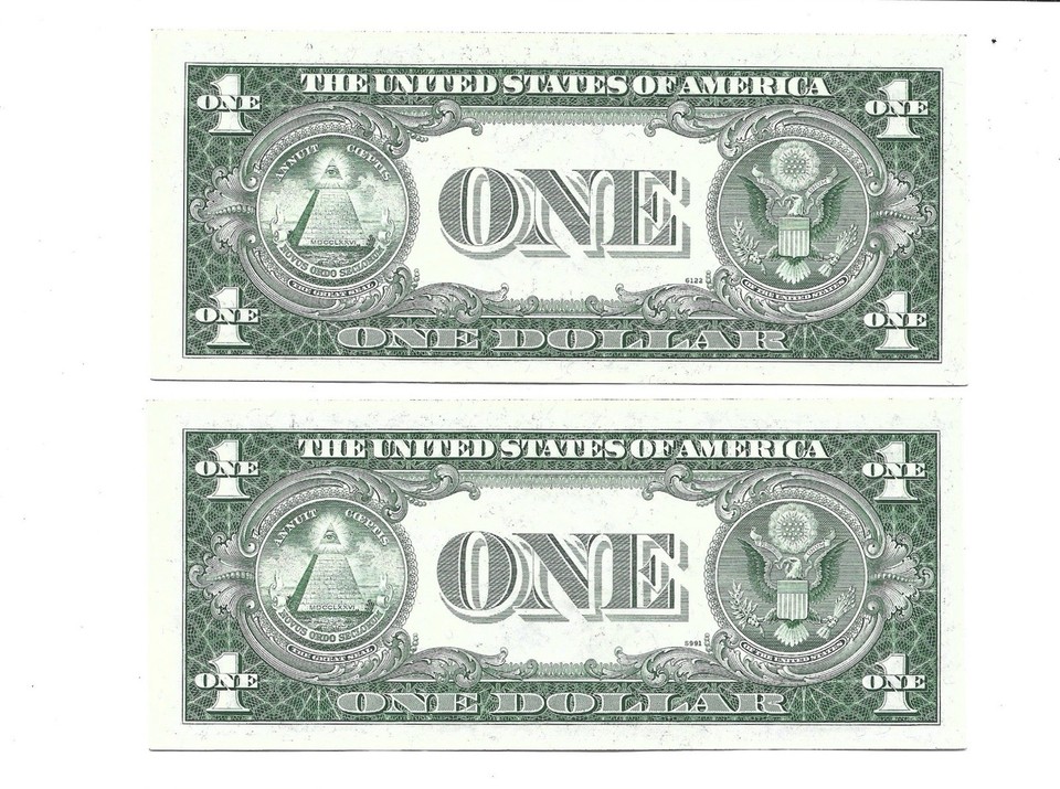 Two Consecutive Serial # Notes 1935 E $1 DOLLAR SILVER CERTIFICATES ...