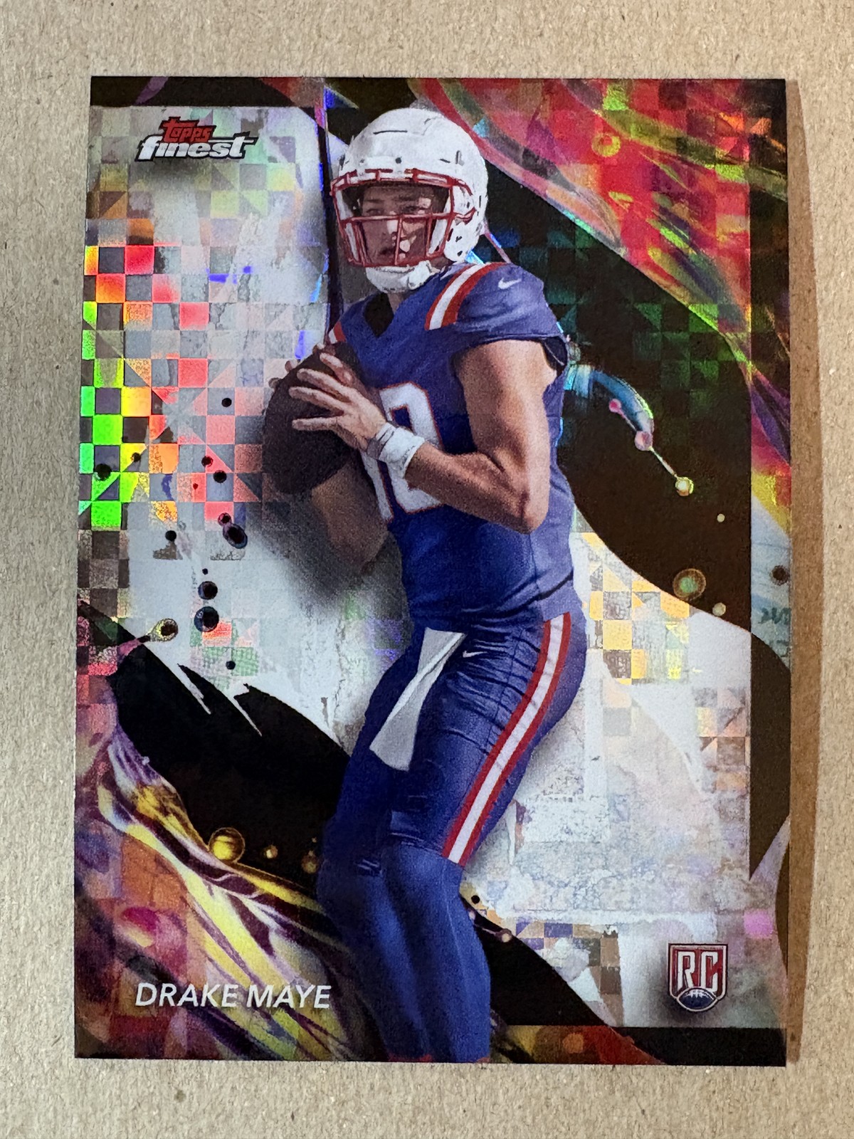 2024 Finest #162 Drake Maye Checkerboard Refractor Rookie New England Patriots
