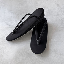 Vintage Black Zori Sandals 1960s Japanese Women US 6 Elegant Formal