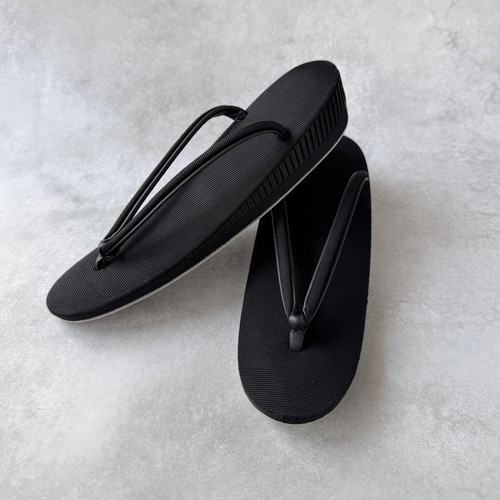 Vintage Black Zori Sandals 1960s Japanese Women US 6 Elegant Formal