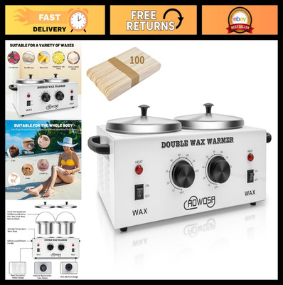 Double Electric Wax Warmer with Dual Pots for Hair Removal & Spa - 100 Wax Stick