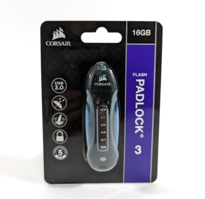 Corsair CMFPLA3B-16GB USB 3.0  Flash Padlock 3- Black/Blue