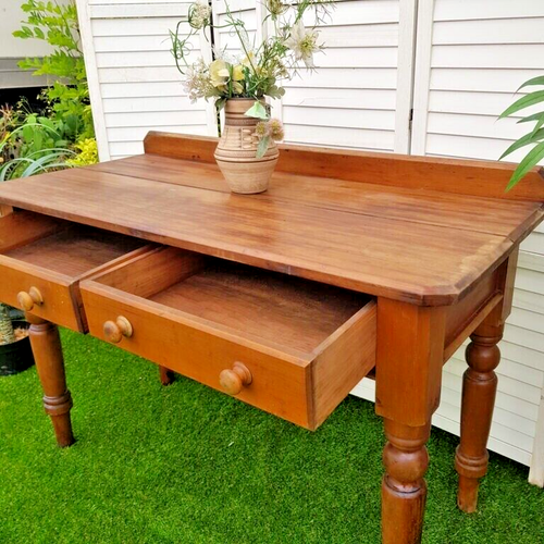 Pine Side Table - Victorian Style - Rustic - 2 Drawers - Picture 12 of 14