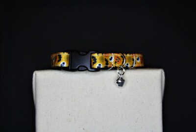 KATZENHALSBAND | HANDMADE KATZENHALSBAND | HALLOWEEN | Kürbis | Geist | Fledermäuse | Orange 