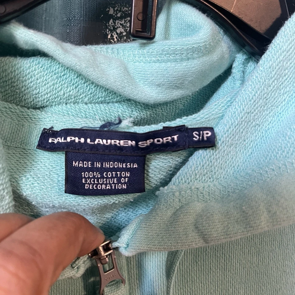 Y2K Polo Ralph Lauren Sudadera con Capucha Deportiva Mujer Cremallera Completa Peso Pesado Poni Bolsillos S/P Foto 3 de 4