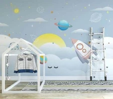 3D Planetary Rocket ZHUA509 Wallpaper Wall Murals Removable Self-adhesive Amy