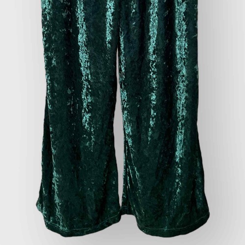 Vintage 80er 90er Jahre hohe breite Bein zerkleinerte Samthose Damen M/L grün Goucho - Bild 6 von 9