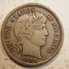 1908 D BARBER SILVER DIME ***NICE COIN!*** - FREE SHIPPING! A4727