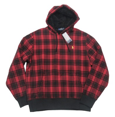 Polo Ralph Lauren Men's Red Tartan Plaid Sherpa Fleece Lined Polo Ralph Lauren Men's Red Tartan Plaid Sherpa Fleece Lined