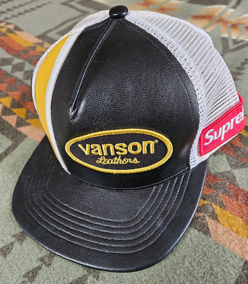 Supreme Vanson 5 Panel Cowhide Leather Snapback Cap Mesh Supreme Vanson 5 Panel Cowhide Leather Snapback Cap Mesh