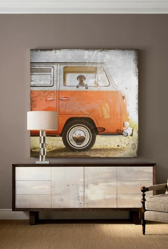 XXL LEINWAND BILD 90x90x5 BULLI T1 BUS VW POP-ART SHABBY-CHIC VINTAGE RETRO NEU - Bild 2 von 2