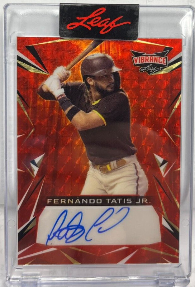 Fernando Tatis Jr 2023 Leaf Vibrance Red Flood Super Prism Autograph Auto #d 1/1