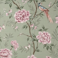 Image of Fine Decor Akina Floral Sage Green Wallpaper Flowers Birds Leaves Textured Vinyl