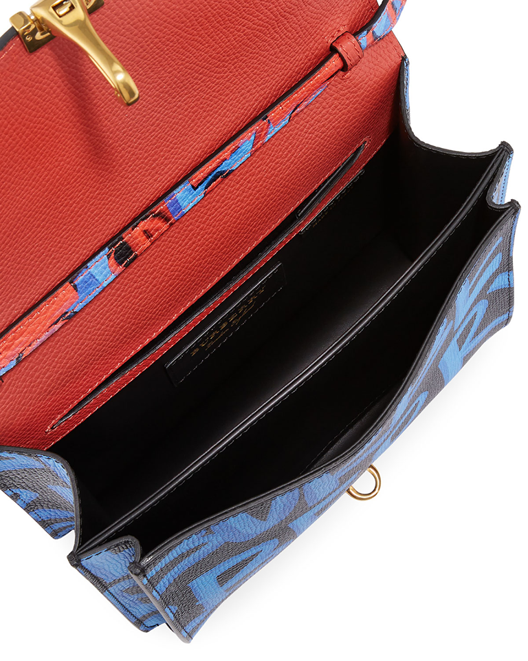 Burberry Women's Macken Graffiti Print Leather Bag, Red/Multi