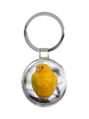 Canary : Gift Round Keychain Bird Animal Nature Watchers Ecology Exotic Yellow