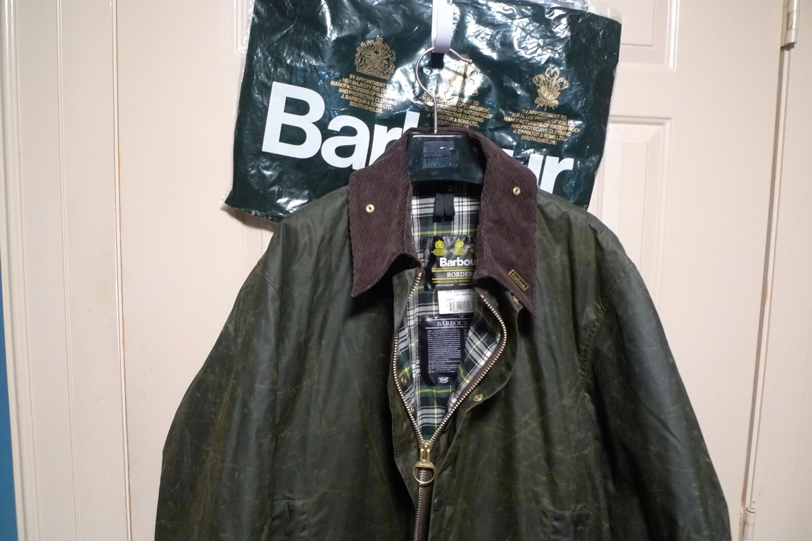 BARBOUR- A200 BORDER WAX COTTON JACKET - SAGE - MADE @ UK - EXCELLENT - 48 image 2