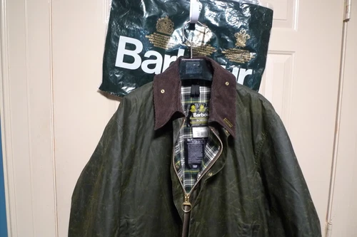 BARBOUR- A200 BORDER WAX COTTON JACKET - SAGE - MADE @ UK - EXCELLENT - 48 image 2