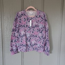 Sundry Floral Sweatshirt Size 2 US M Crew Neck Women Long Sleeve Pull On Preppy
