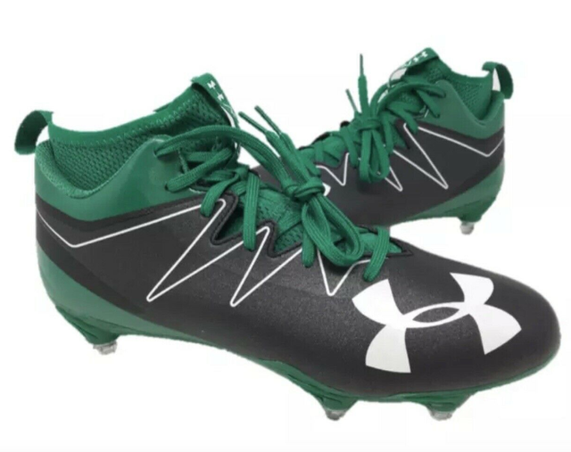 Under Armour UA Nitro MID D Football Cleats Size 13 Black/Green 1269717