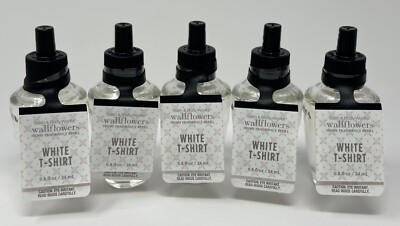 5 BATH & BODY WORKS WHITE T-SHIRT WALLFLOWER FRAGRANCE REFILL BULB PLUG IN LOT
