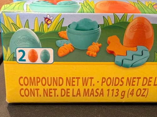 Play-Doh Springtime Pals EASTER Basket Toy Bunny Rabbit Egg Set Orange & Teal - Picture 3 of 6
