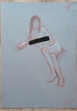 Original Female Chalks on paper live life Drawing by John Charles Thompson