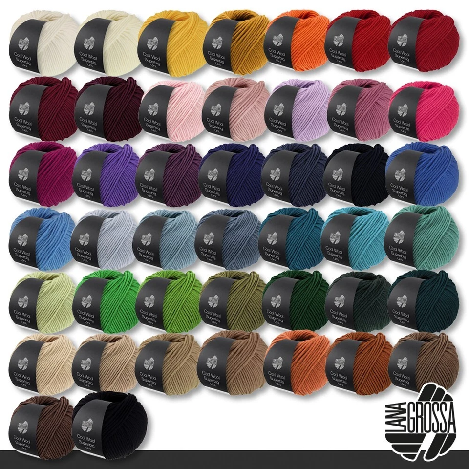 Lana Grossa 50 g Cool Wool Superbig Uni Schurwolle Merino extra Wolle 44 Farben