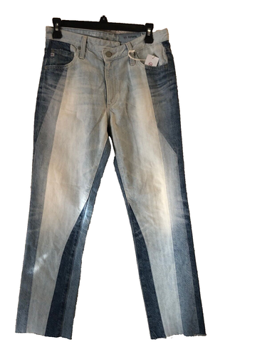 AG Adriano Goldschmied Women's Isabelle X Jeans - High Rise Straight Crop Denim, 10 Oz Dover Stretch, Raw Hem