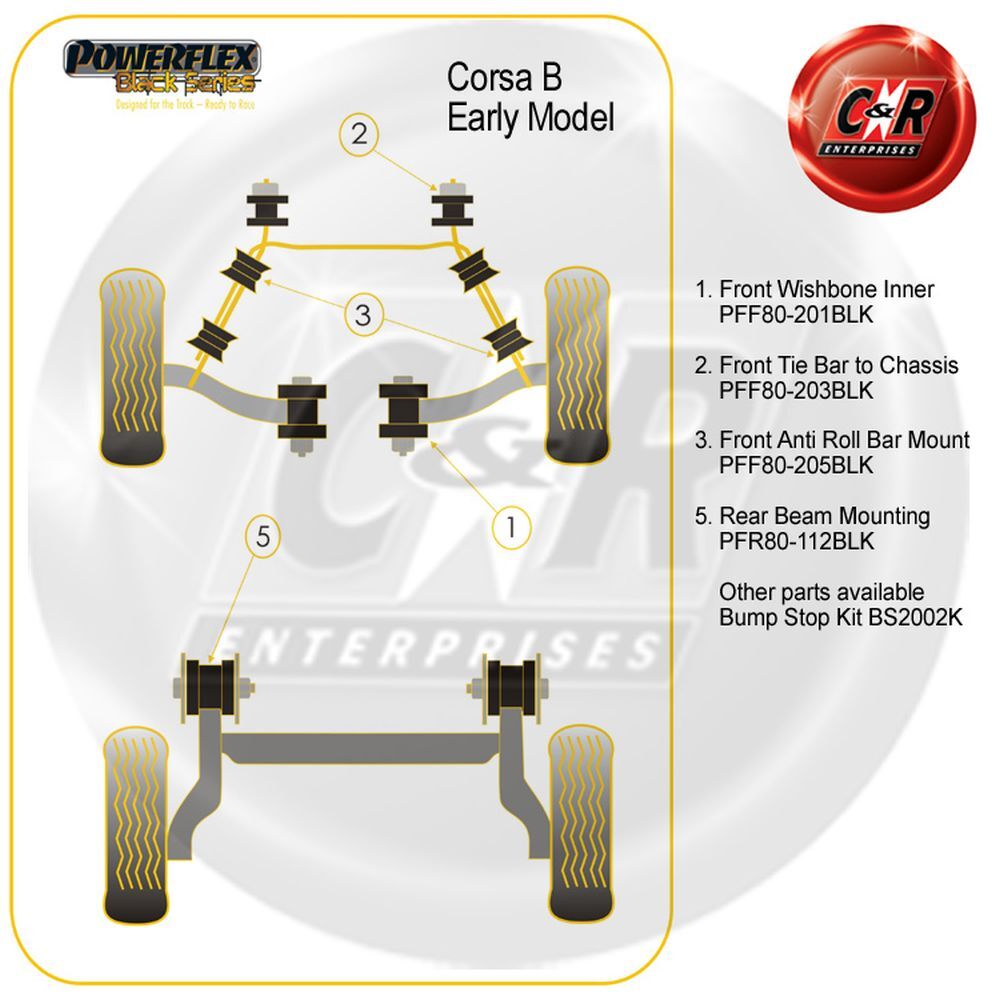 Powerflex Black Fr Tie Bar To Chassis Bushes for Opel Corsa B 93-97 PFF80-203BLK