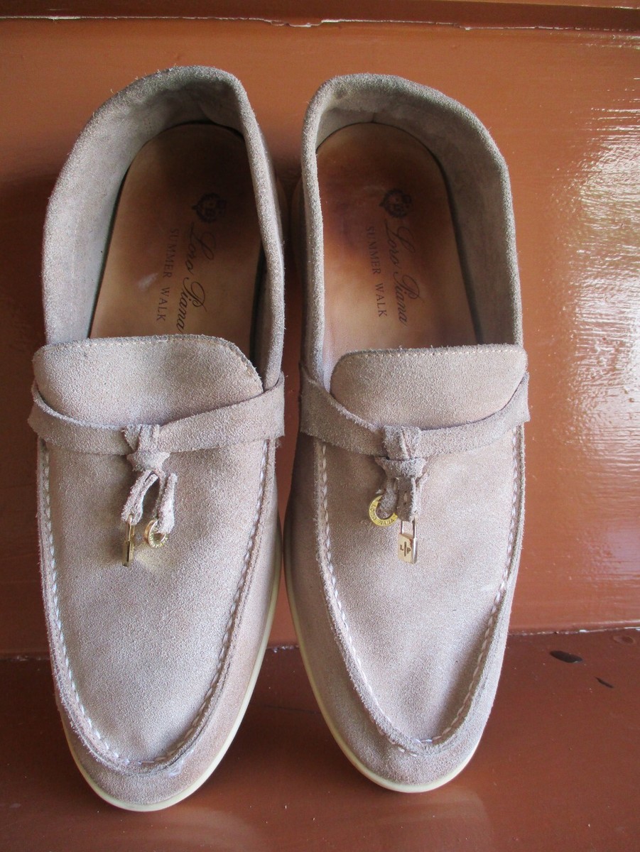 Loro Piana Summer Charm Walk Beige Leather Flats loafer H 18068