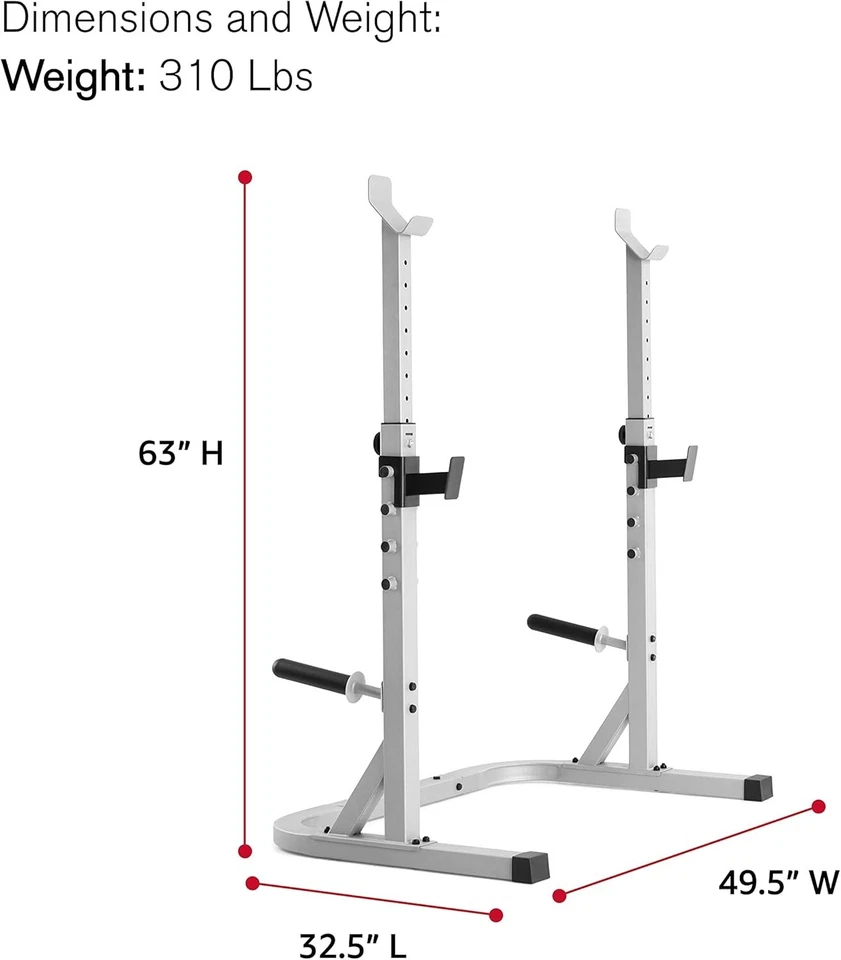 Soporte para pesas Weider Platinum Olympic Sentadilla Spotters y barra para 310 lb Foto 4 de 4