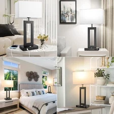 3 Color Temperatures Table Lamps for Bedrooms Set of 2, 22’’ Touch  with 2 USB 