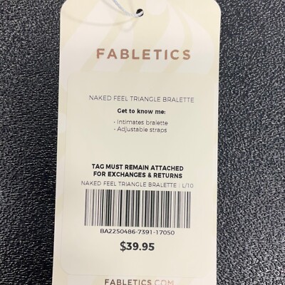 Fabletics Womens Naked Feel Triangle Bralette Pink Adjustable Strap Sz L/10