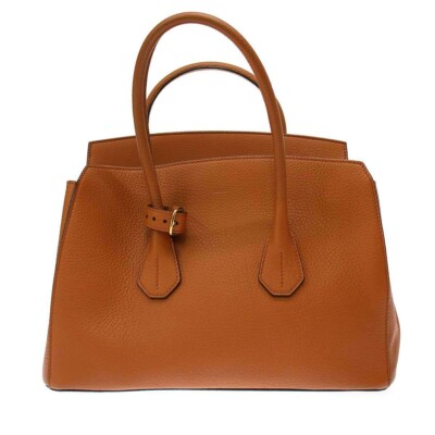 Authentic  Bally SOMMET MIDIUM TOP HANDLE BAG Leather BROWN made in Italy Belt 