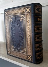 ANTIQUE HOLY BIBLE, STUNNING FINE LEATHER BINDING, GOOD CONDITION, 1859