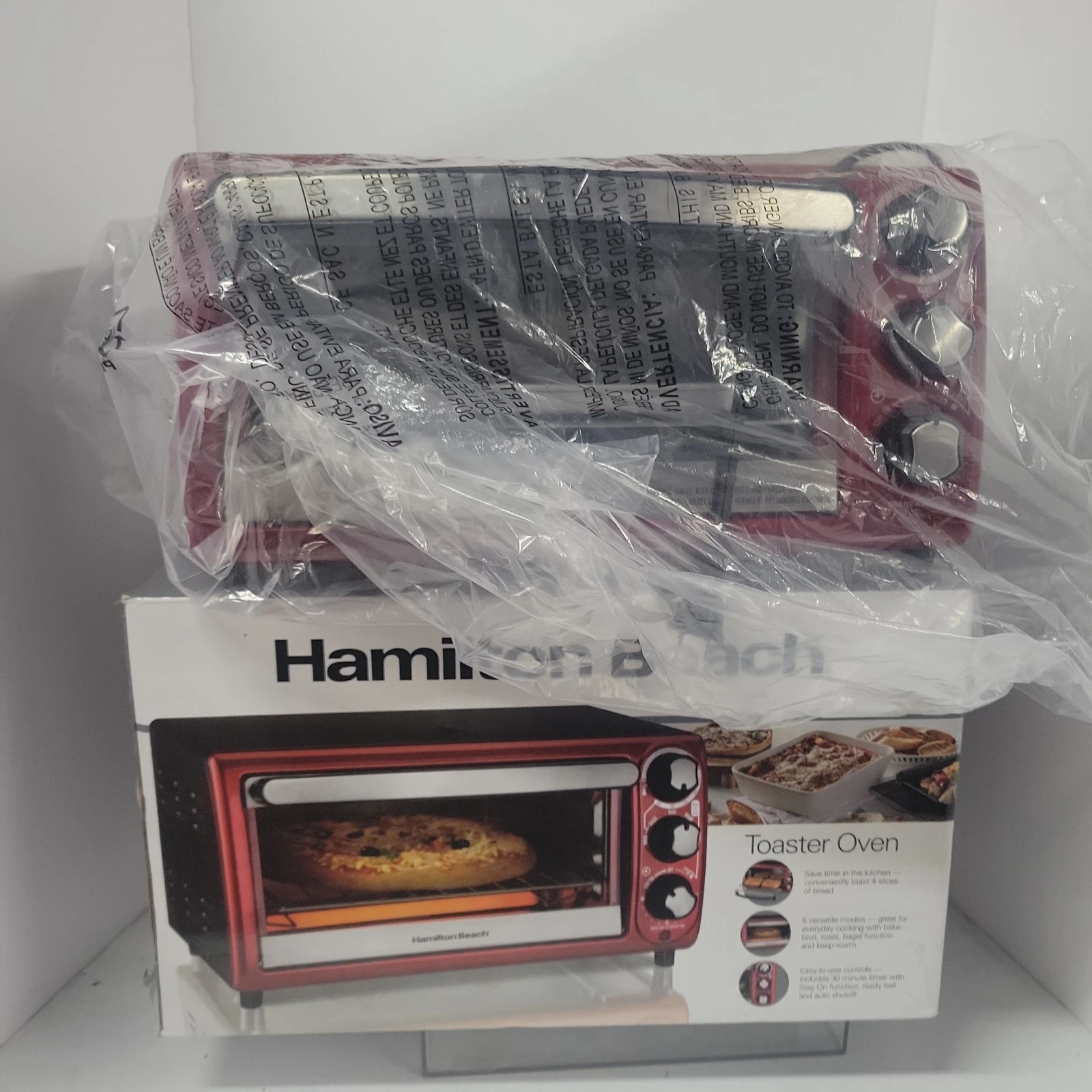Hamilton Beach 4-Slice Countertop Toaster Oven 5 Versatile Cooking Modes Red
Opens in a new window o